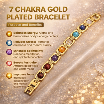 7 Chakra Gold Plated Bracelet