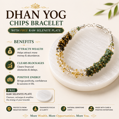 Dhan Yog Chips Bracelet With Free Raw Selenite Plate