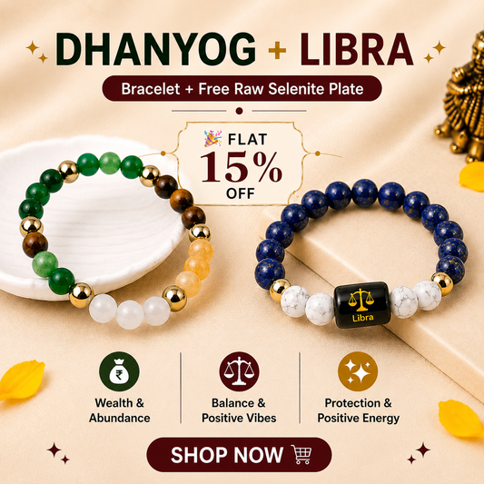 Libra (तुला राशि) Zodiac & DhanYog Combo Bracelet