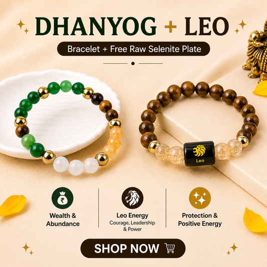 Leo (सिंह राशि)  Zodiac & DhanYog Combo Bracelet