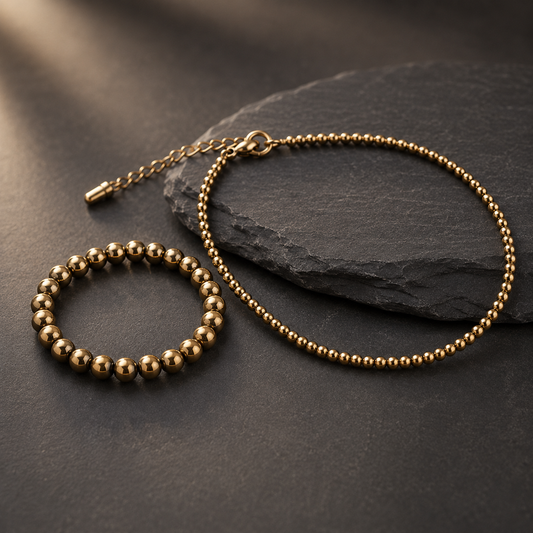 Pyrite Couple's Combo with bracelet & anklets (in pair)
