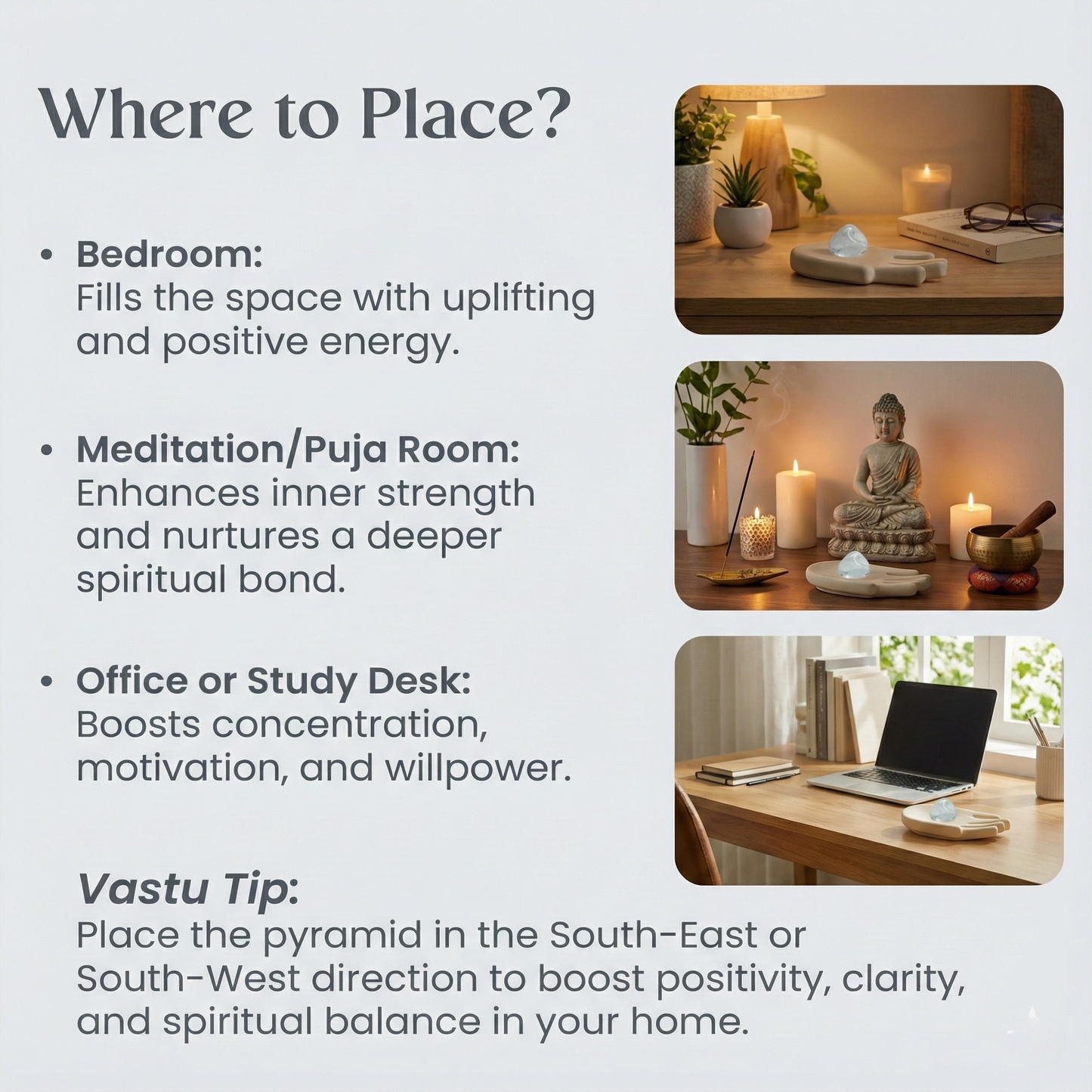 Polished Clear Quartz tumble stone on a white surface, known for clarity, energy cleansing, and healing amplification.