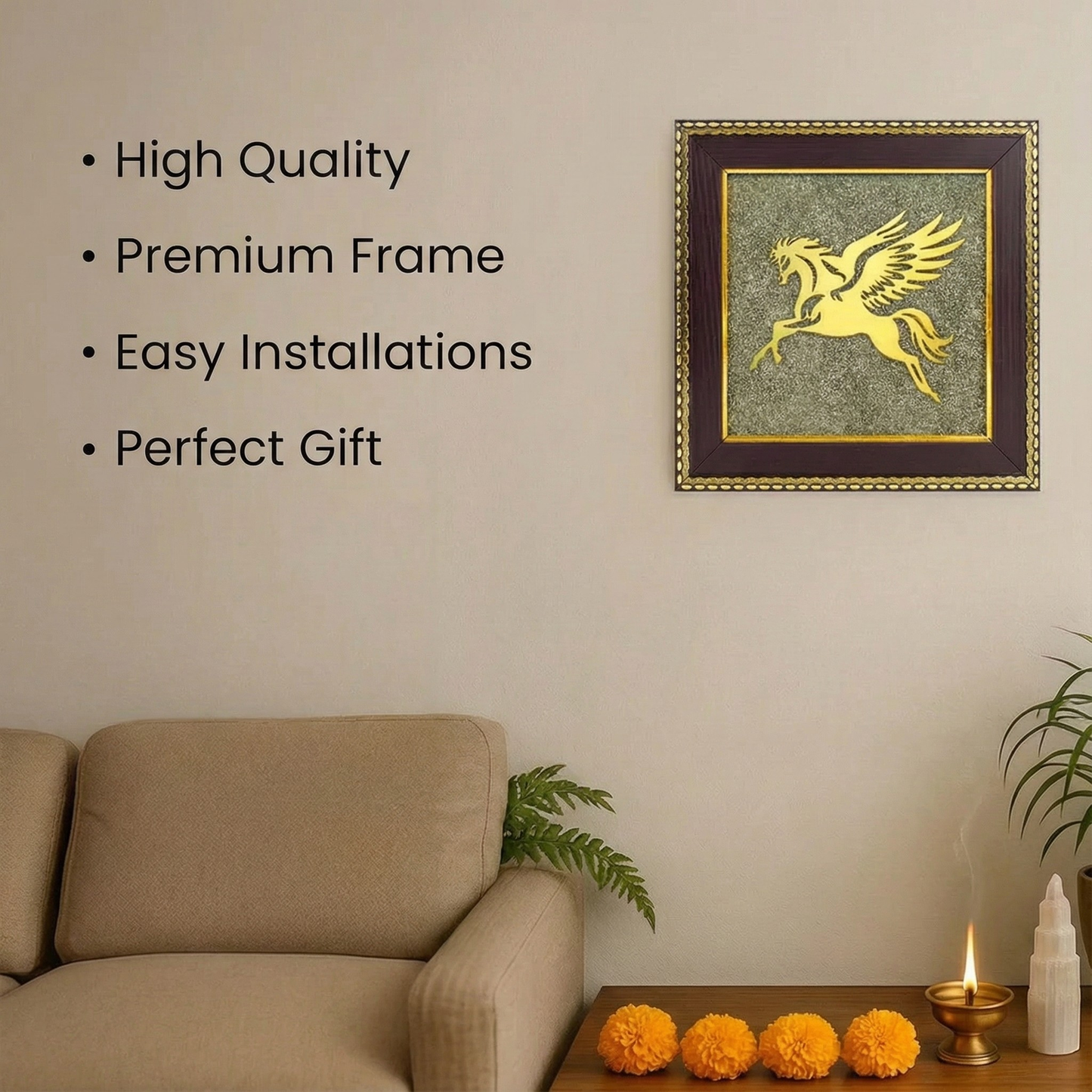 Flying Horse on Raw Pyrite Frame