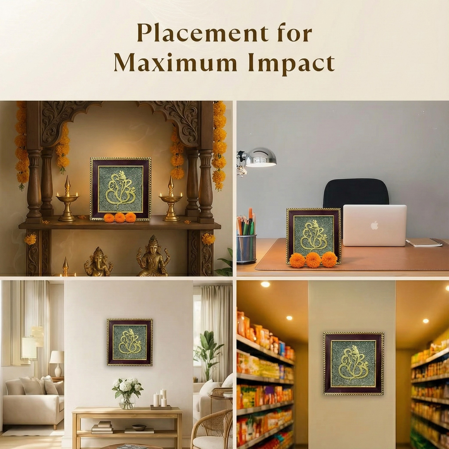 Ganesh Ji on Raw Pyrite Frame