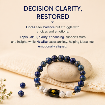 Libra (तुला राशि) Zodiac LapisLazuli & Howlite Bracelet