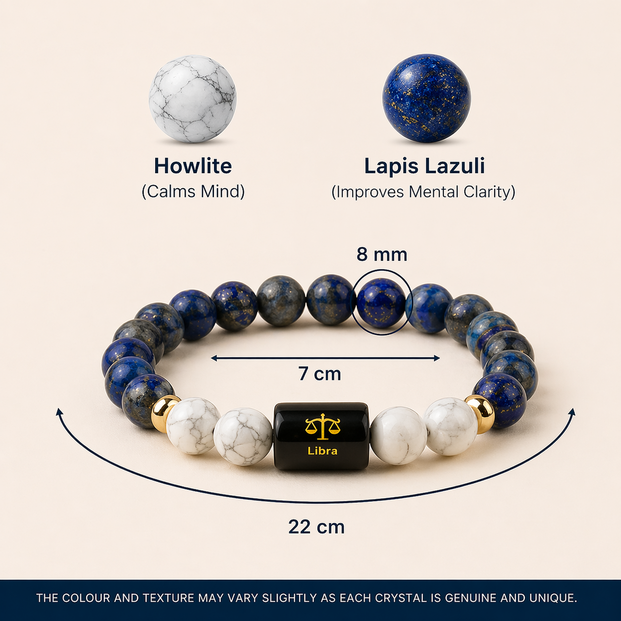 Libra (तुला राशि) Zodiac LapisLazuli & Howlite Bracelet