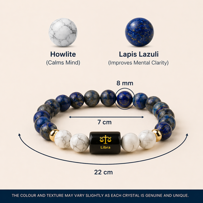 Libra (तुला राशि) Zodiac LapisLazuli & Howlite Bracelet