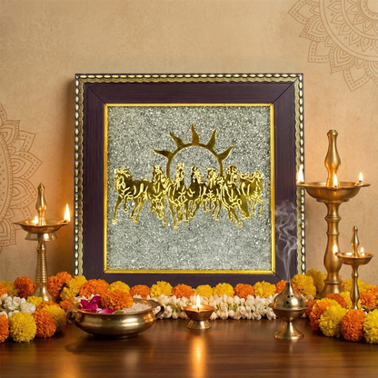Kashi siddh 7 horses Raw pyrite frame  & Divine Laxmi Potli