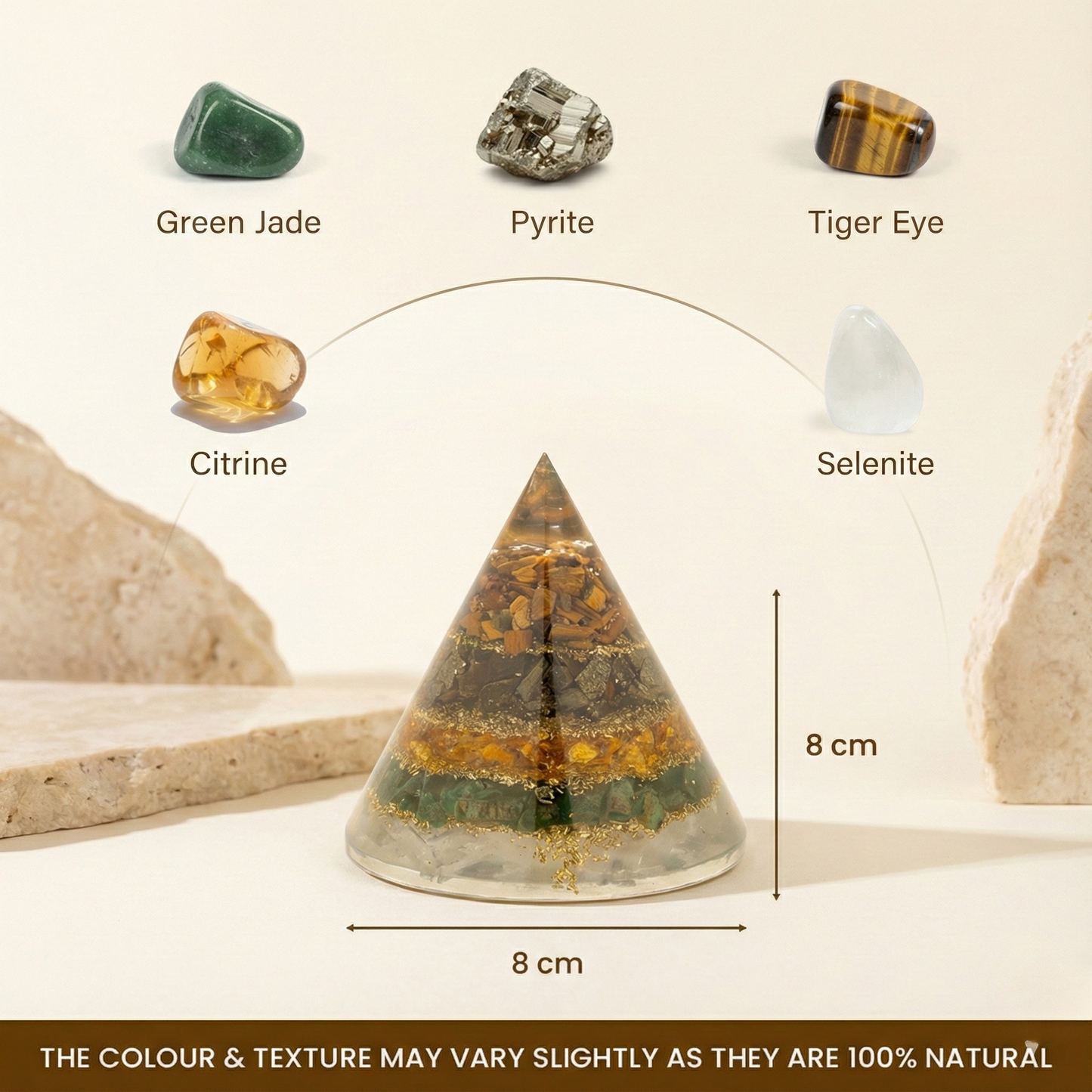 Conical Dhan Yog Pyramid With Selenite Base