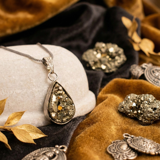 Raw Pyrite Drop Pendant