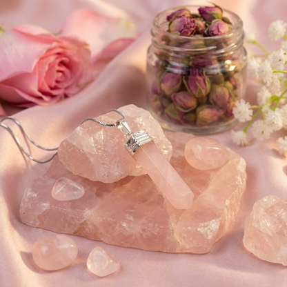 Love Attraction Rose Quartz Pencil Pendant
