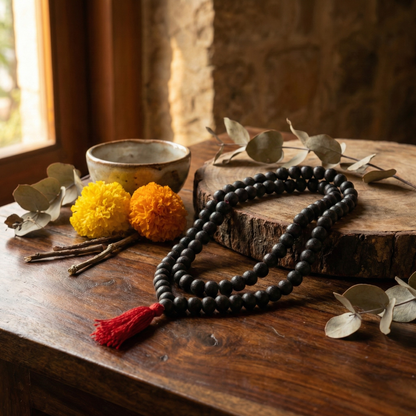 Govt. Certified 108+1 authentic Karungali (Ebony Wood) 8mm mala for success and spiritual protection