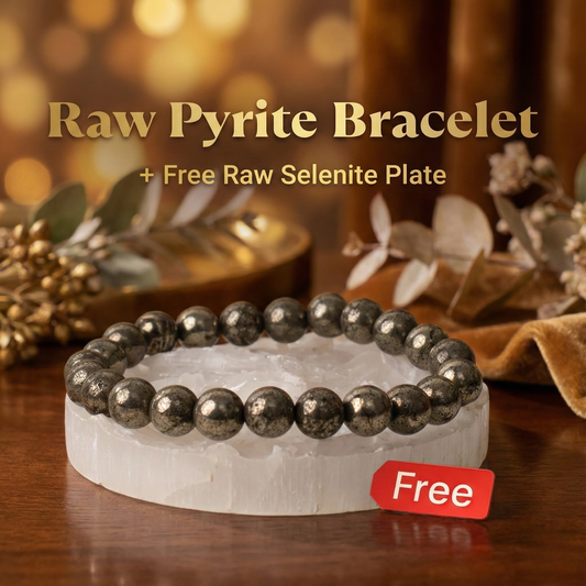 Raw Pyrite Bracelet with FREE Raw Selenite Plate