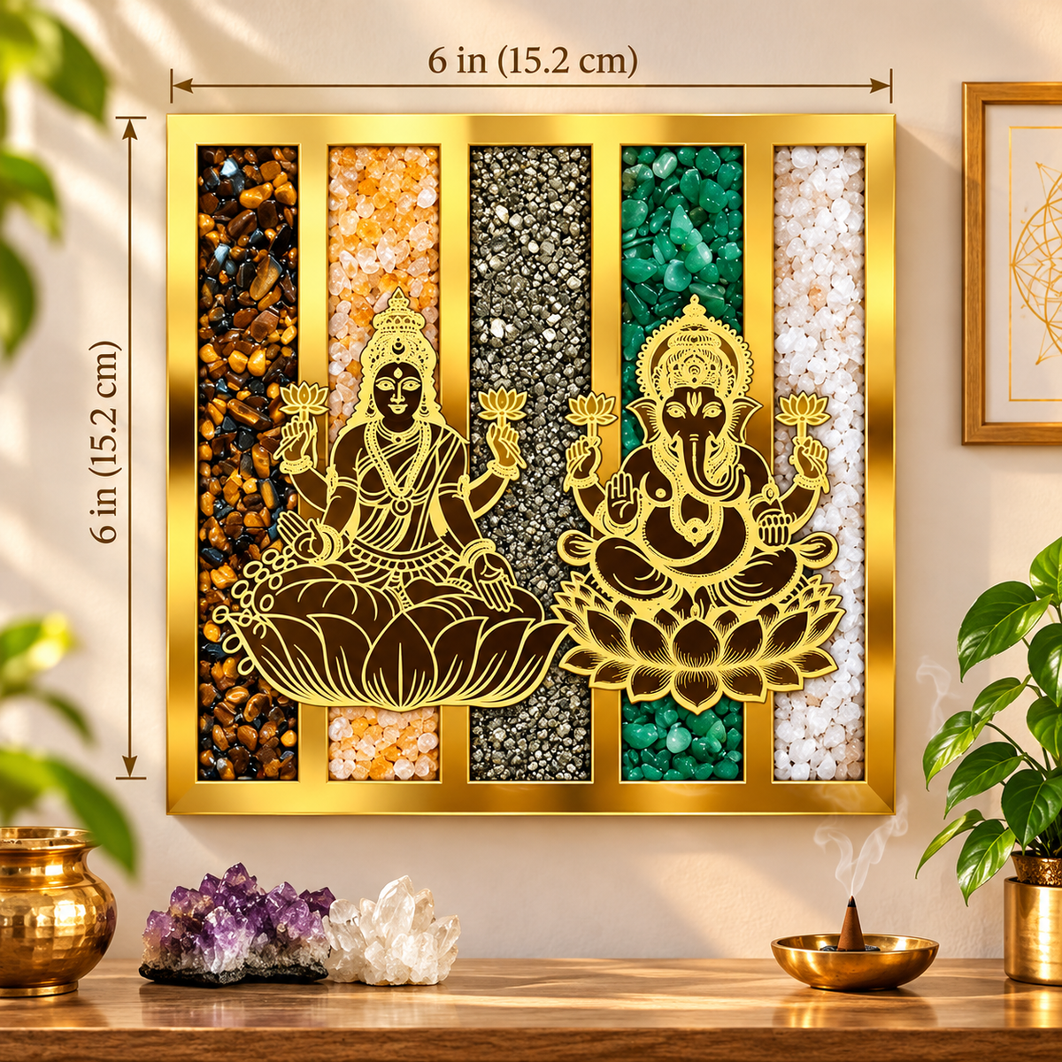 Dhan Yog Laxmi Ji & Ganesh Ji Frame | Premium Golden Wall Decor