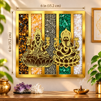 Dhan Yog Laxmi Ji & Ganesh Ji Frame | Premium Golden Wall Decor