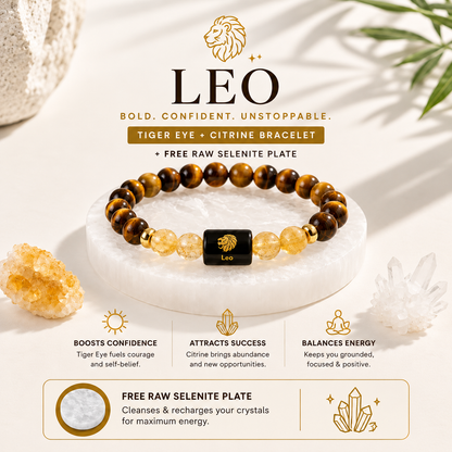 Leo/ Sinh Rashi Zodiac (Tiger Eye & Citrine Bracelet)