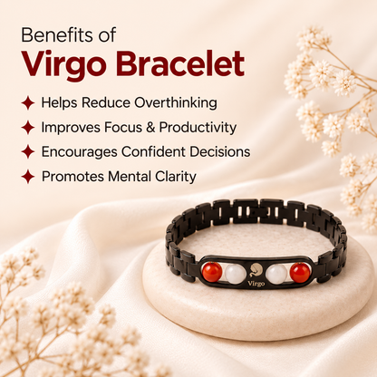 Virgo Zodiac Metal Bracelet with Free Raw Selenite Plate