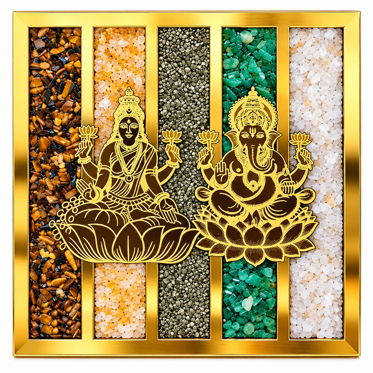 Dhan Yog Laxmi Ji & Ganesh Ji Frame | Premium Golden Wall Decor