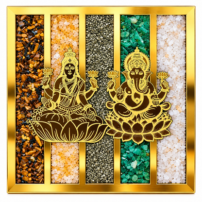 Dhan Yog Laxmi Ji & Ganesh Ji Frame | Premium Golden Wall Decor