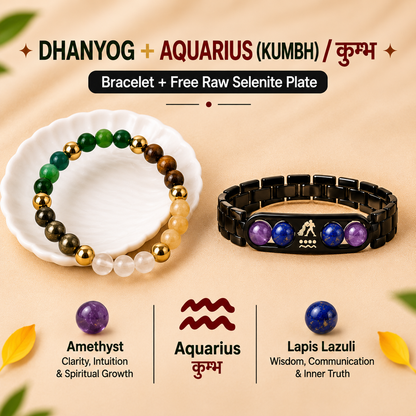 Aquarius (कुंभ राशि) Zodiac & DhanYog Bracelet