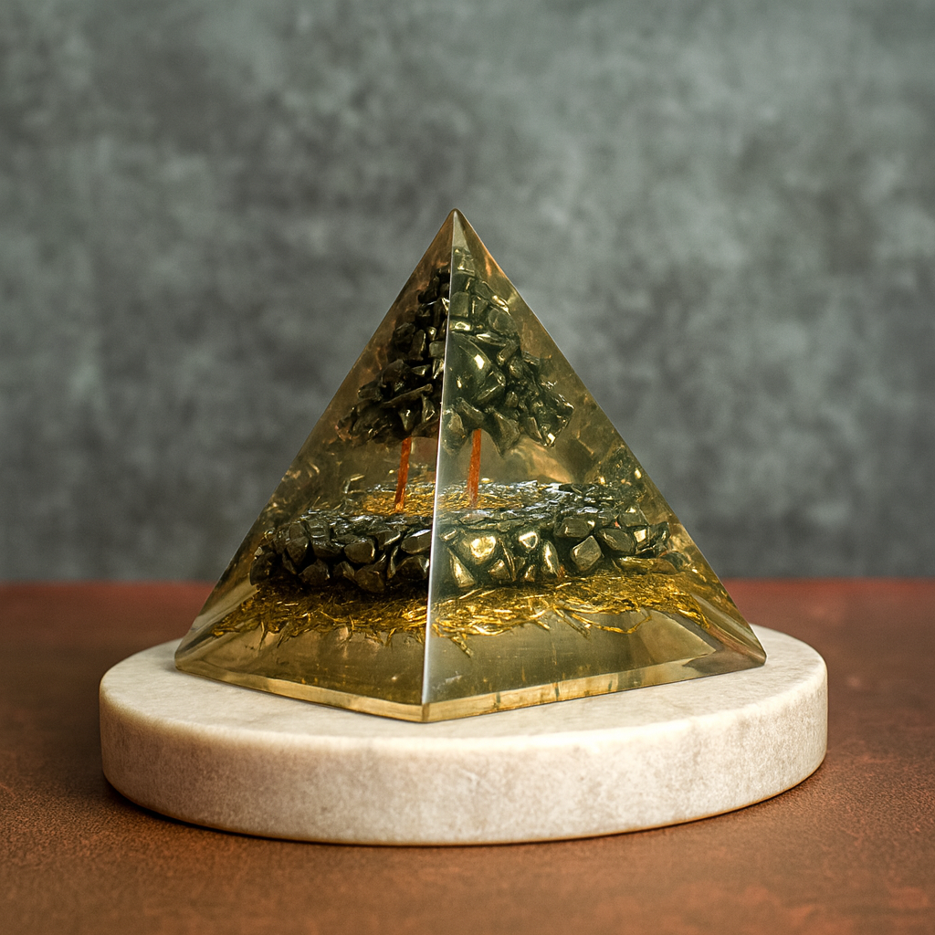Natural Pyrite Pyramid for wealth and energy healing.