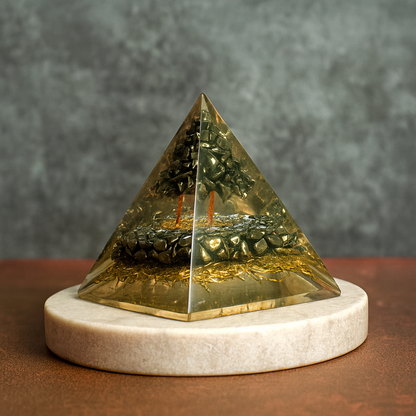 Natural Pyrite Pyramid for wealth and energy healing.