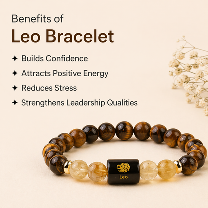 Leo (सिंह राशि) Zodiac Tiger Eye & Citrine Bracelet