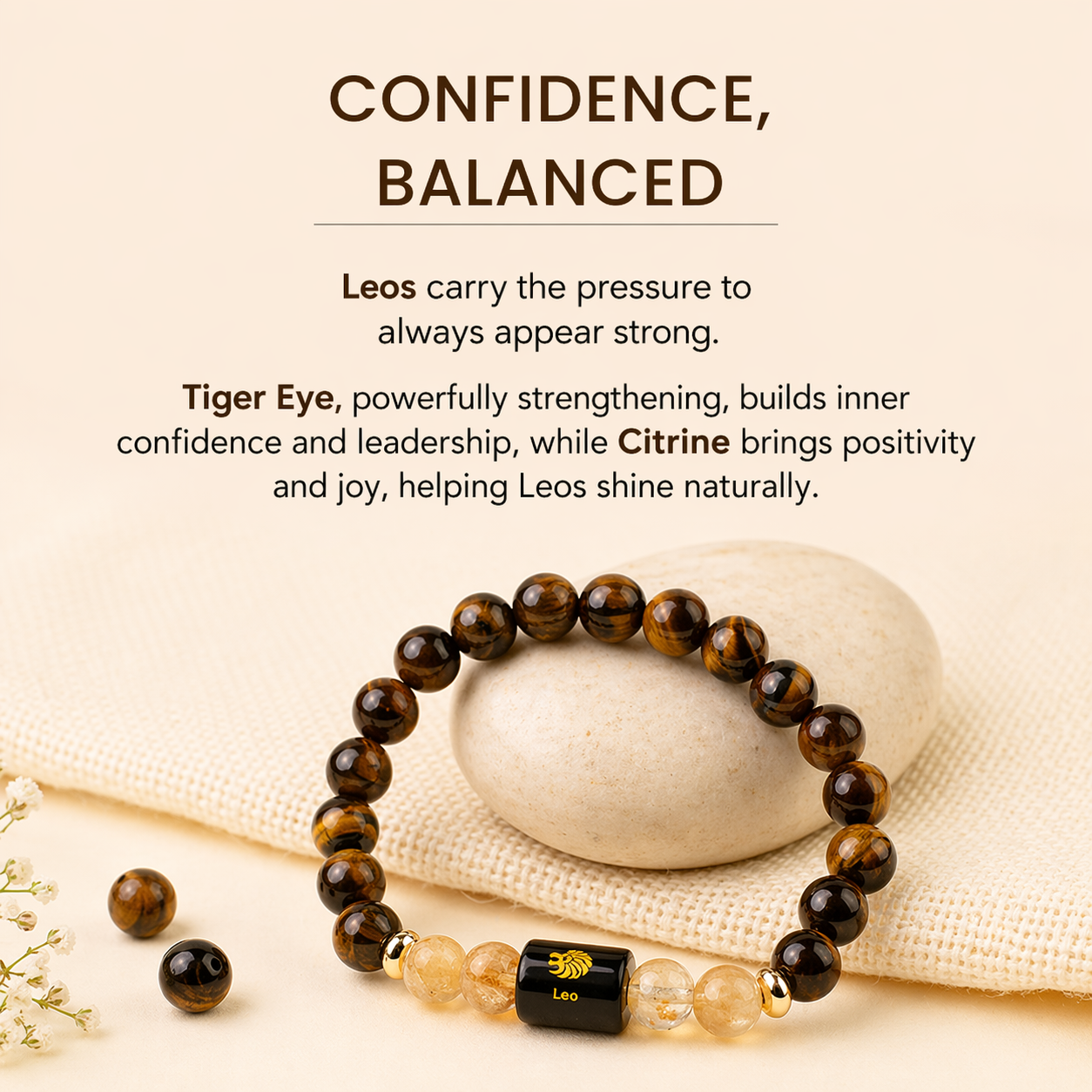 Leo (सिंह राशि) Zodiac Tiger Eye & Citrine Bracelet